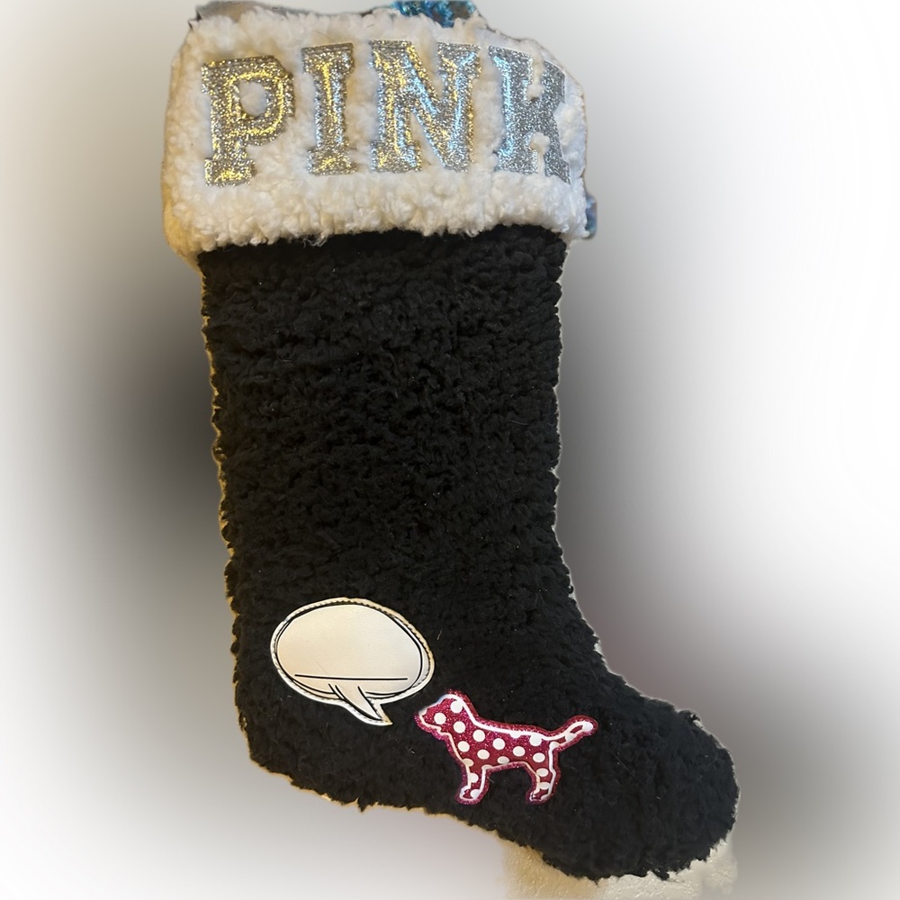 PINK Victoria's Secret Black and White Holiday Stocking